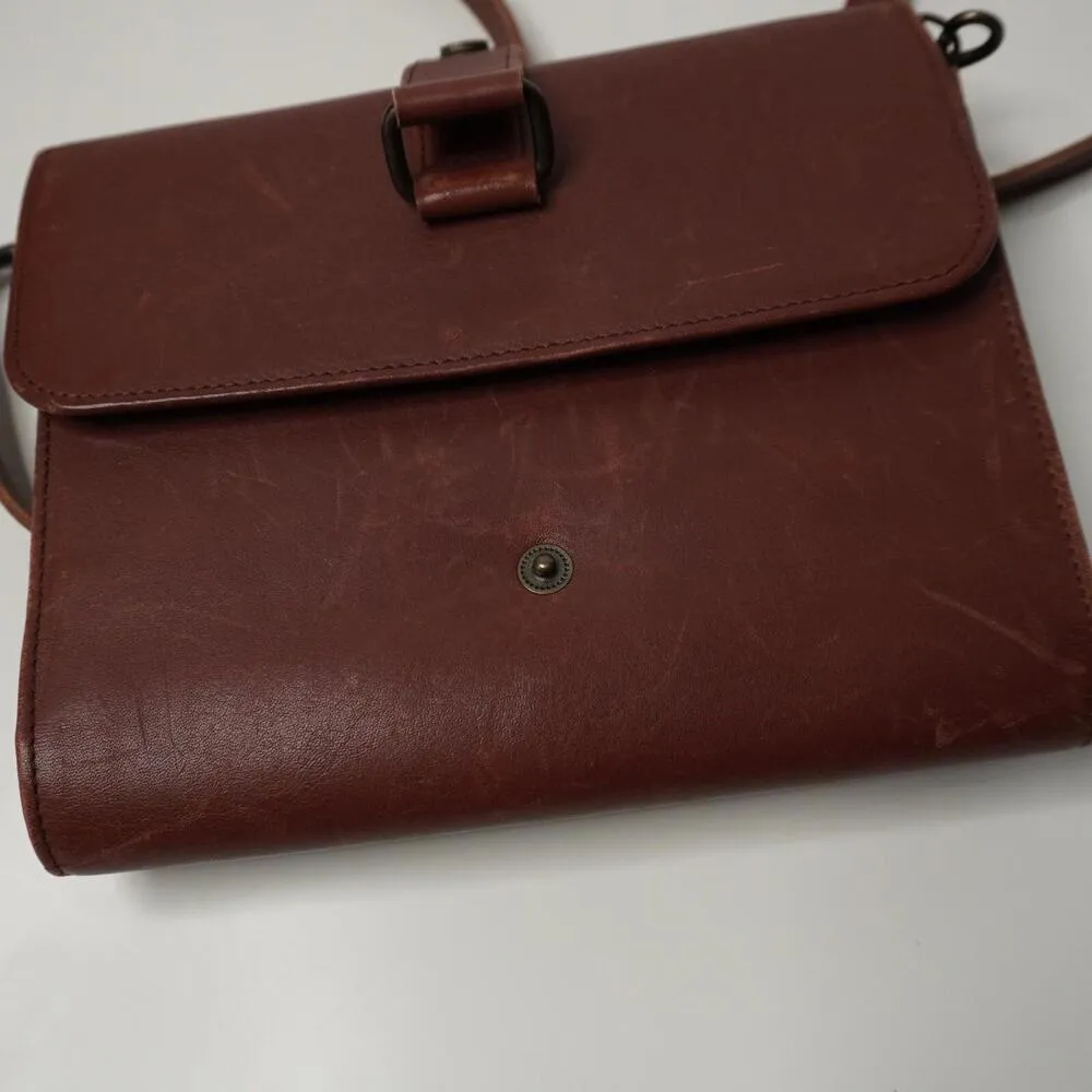 Vintage Eddie Bauer Cognac‎ Brown Leather Crossbody Bag Organizer Classic Boho - Image 8