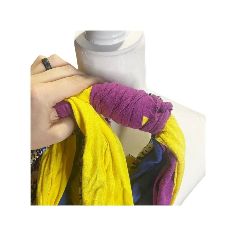 Costa Rica Handmade Multicolor Floral Infinity Scarf Colorful Y2K Purple - Image 4