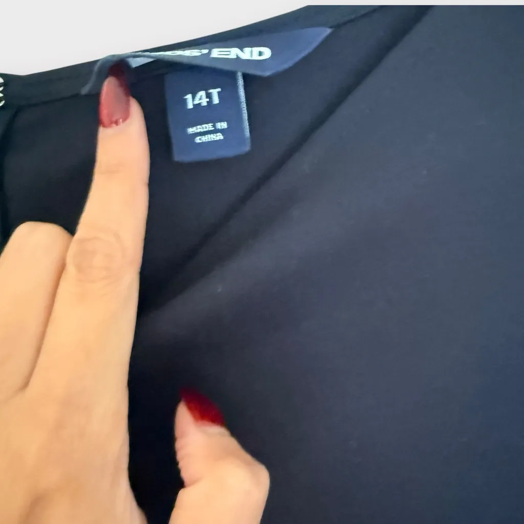 Lands’ End Black 3/4 Sleeve Ruffle Hem Midi Dress – Size M (Excellent Condition) - Image 6