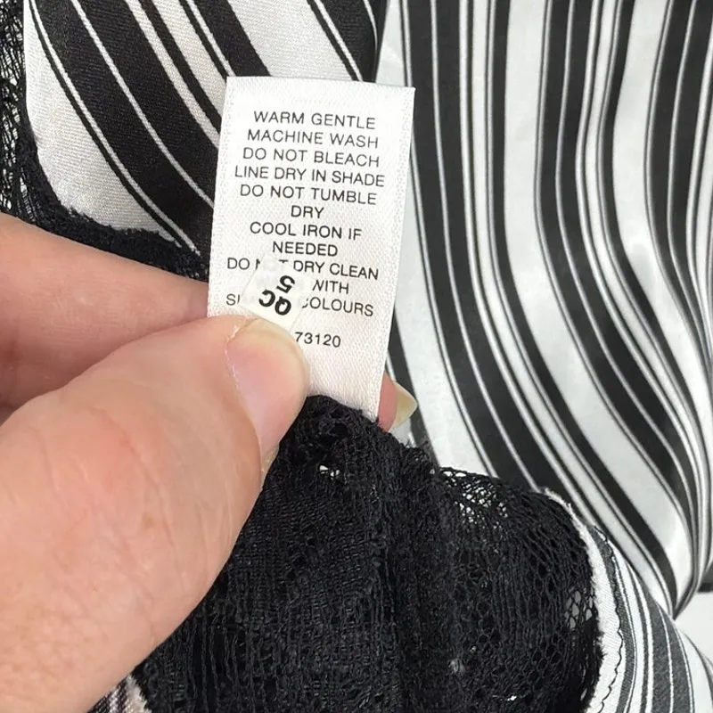 Frederick’s of Hollywood Y2K Lace Trim Cami1X Stripe Lingerie Satin Whimsigoth - Image 8