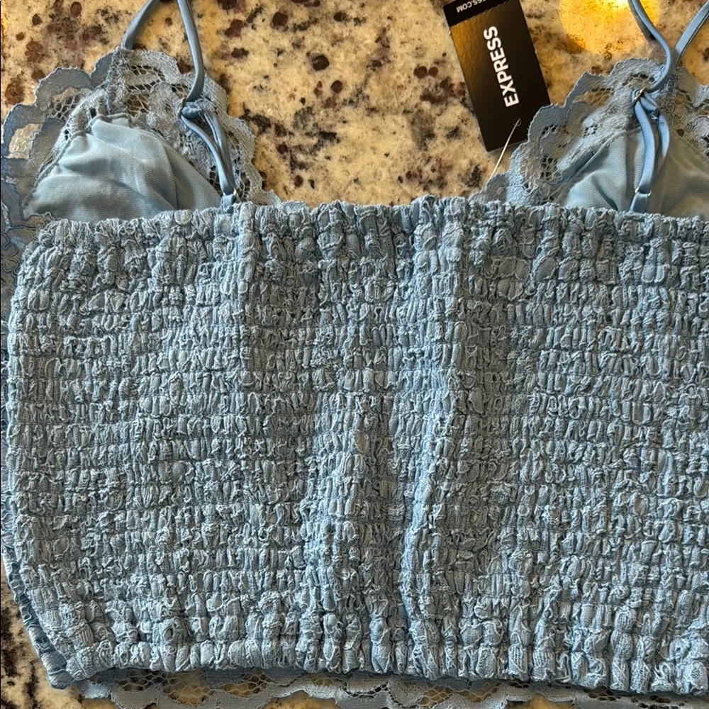 Express Blue Lace Crop Top - Image 4