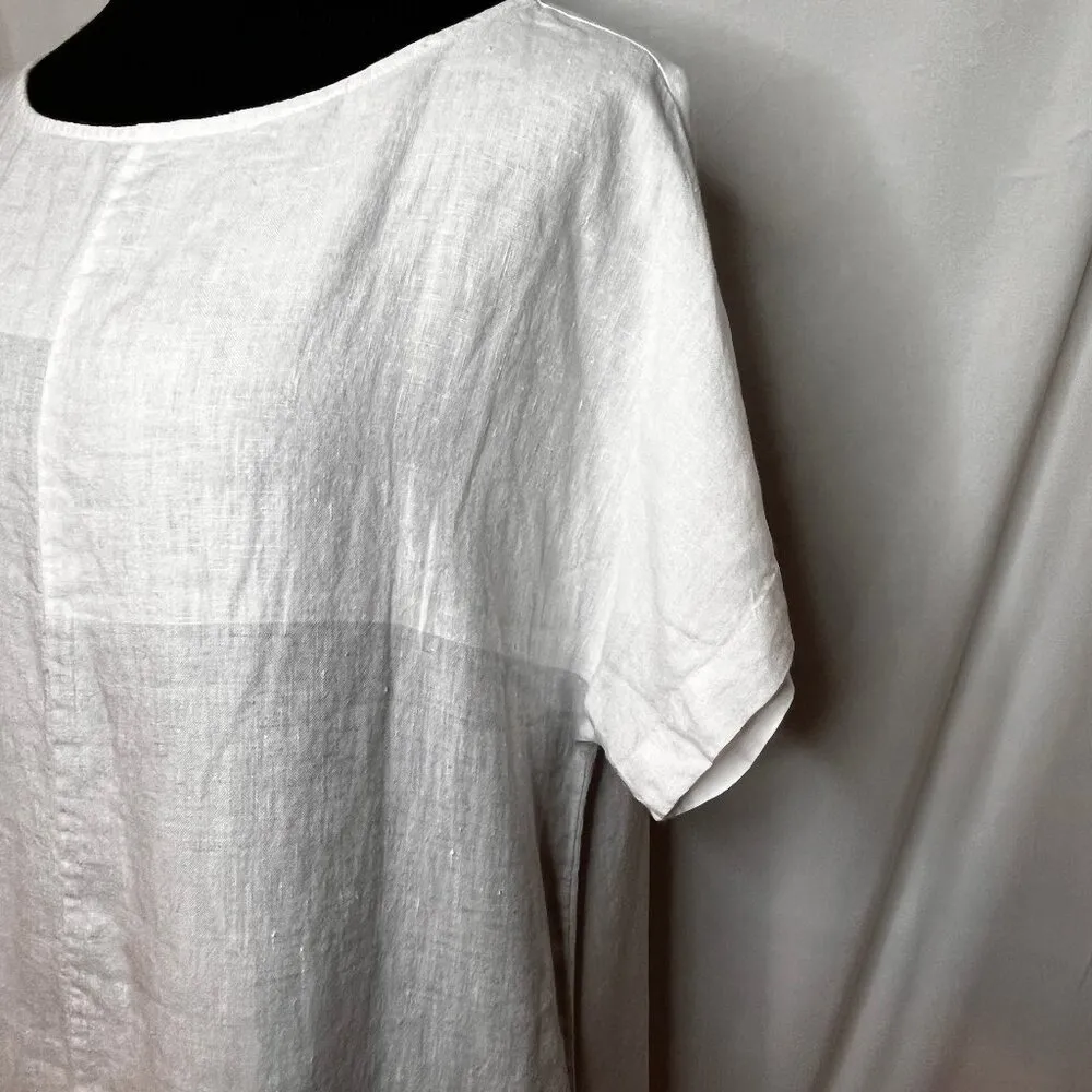 J Jill Pure Top M Tall Linen Loose Fit Boxy Tunic Lagenlook Coastal Beach White Size undefined - Image 4