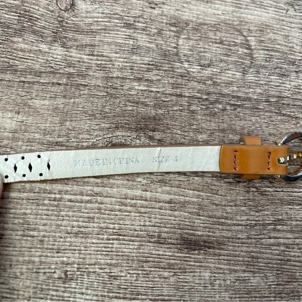 None Skinny Brown Perforated Belt Size Small - Image 2