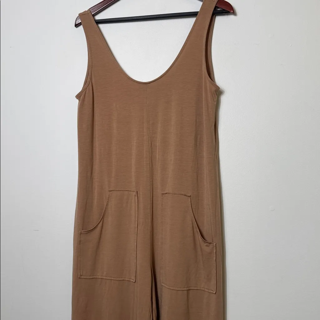 LOFT oversized Sleeveless tan lounge sleep Jumpsuit Small - Image 3
