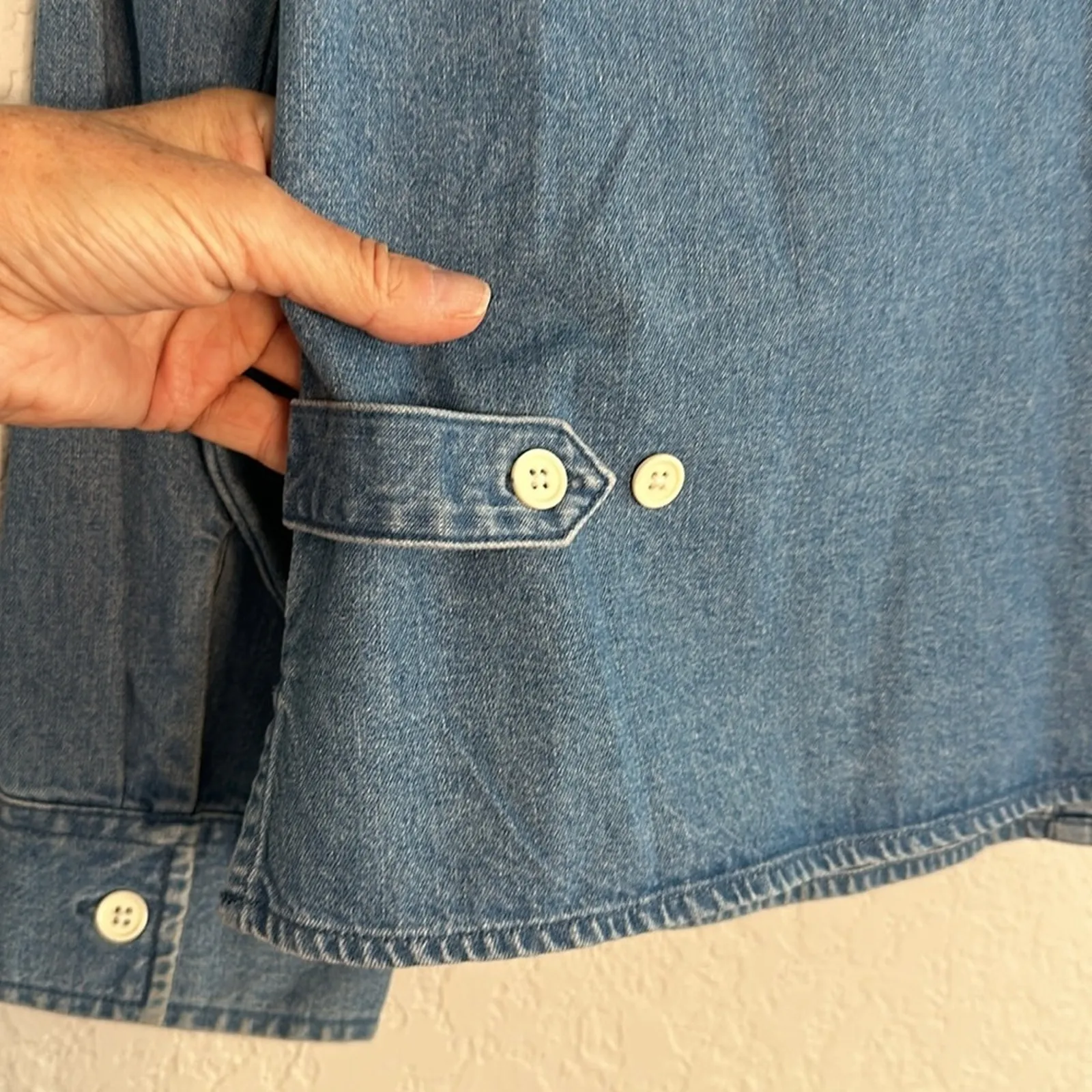 Christopher & Banks Denim Embroidered Button Up Shirt Polar Bear Snow Teacher - Image 8