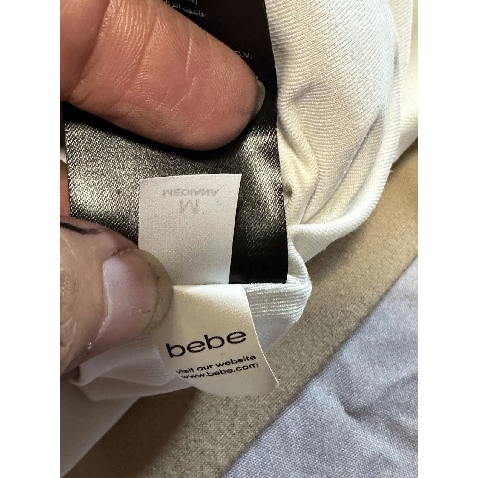 Bebe color block bandage dress in shades of beige and cream, size M - Image 9