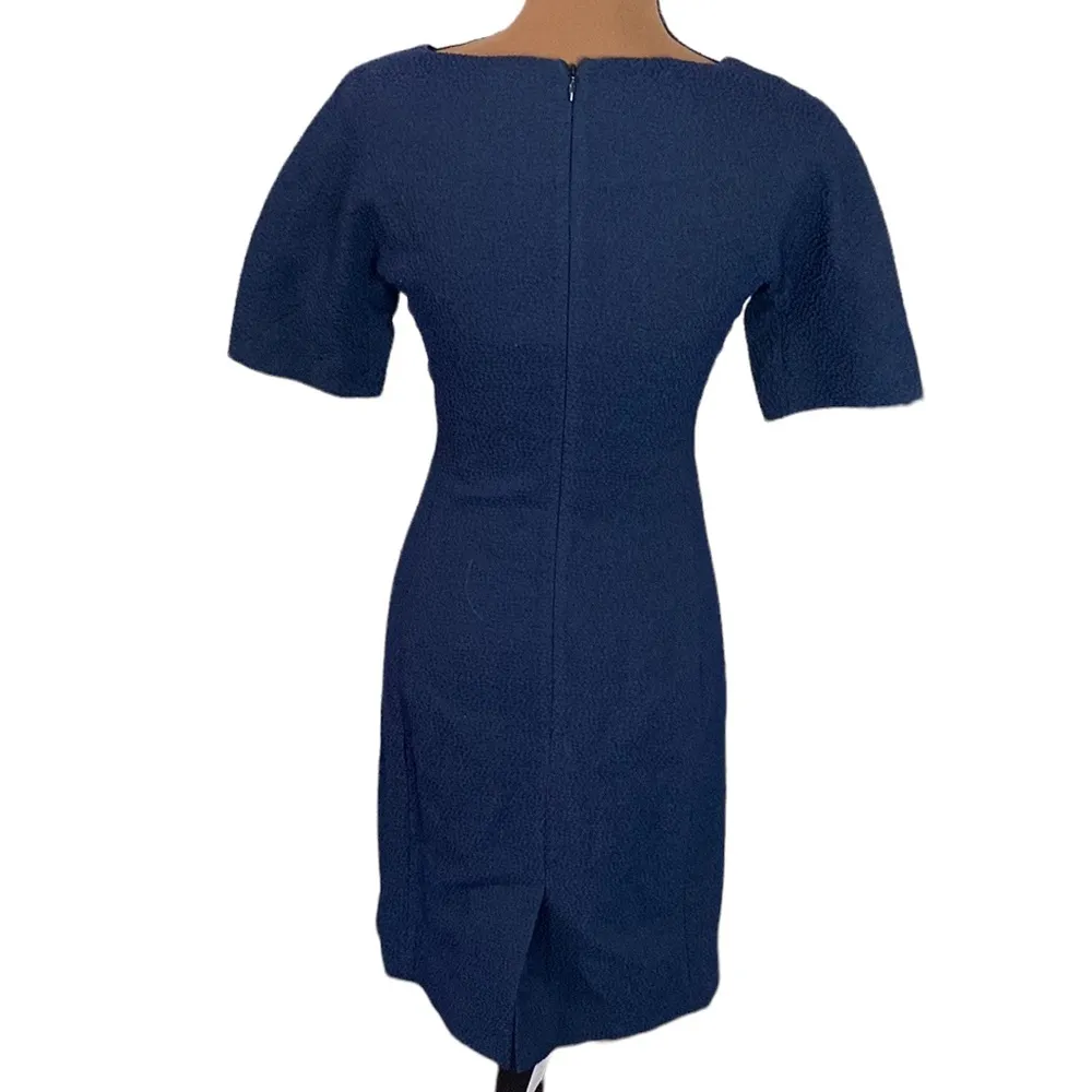 MM. Lafleur the Susanna navy sheath dress in Italian pebble jacquard size 2 - Image 3