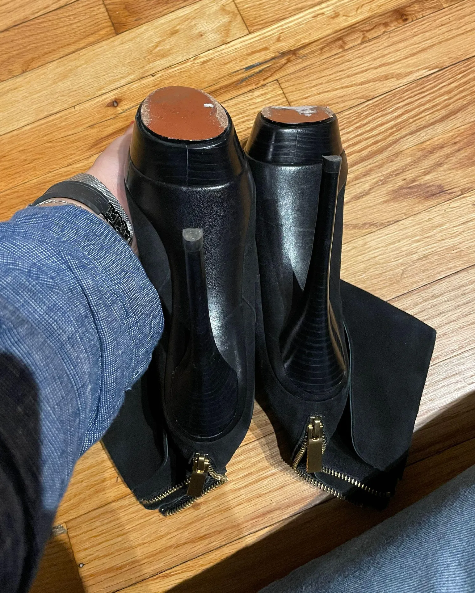 Leather Designer Suede Luxury Ankle Heeled Booties  - Image 6