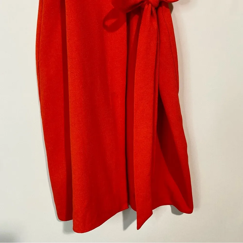 Topshop Women’s Crepe Short Sleeve Wrap Tie Mini Dress Red Size 4 FLAW - Image 3