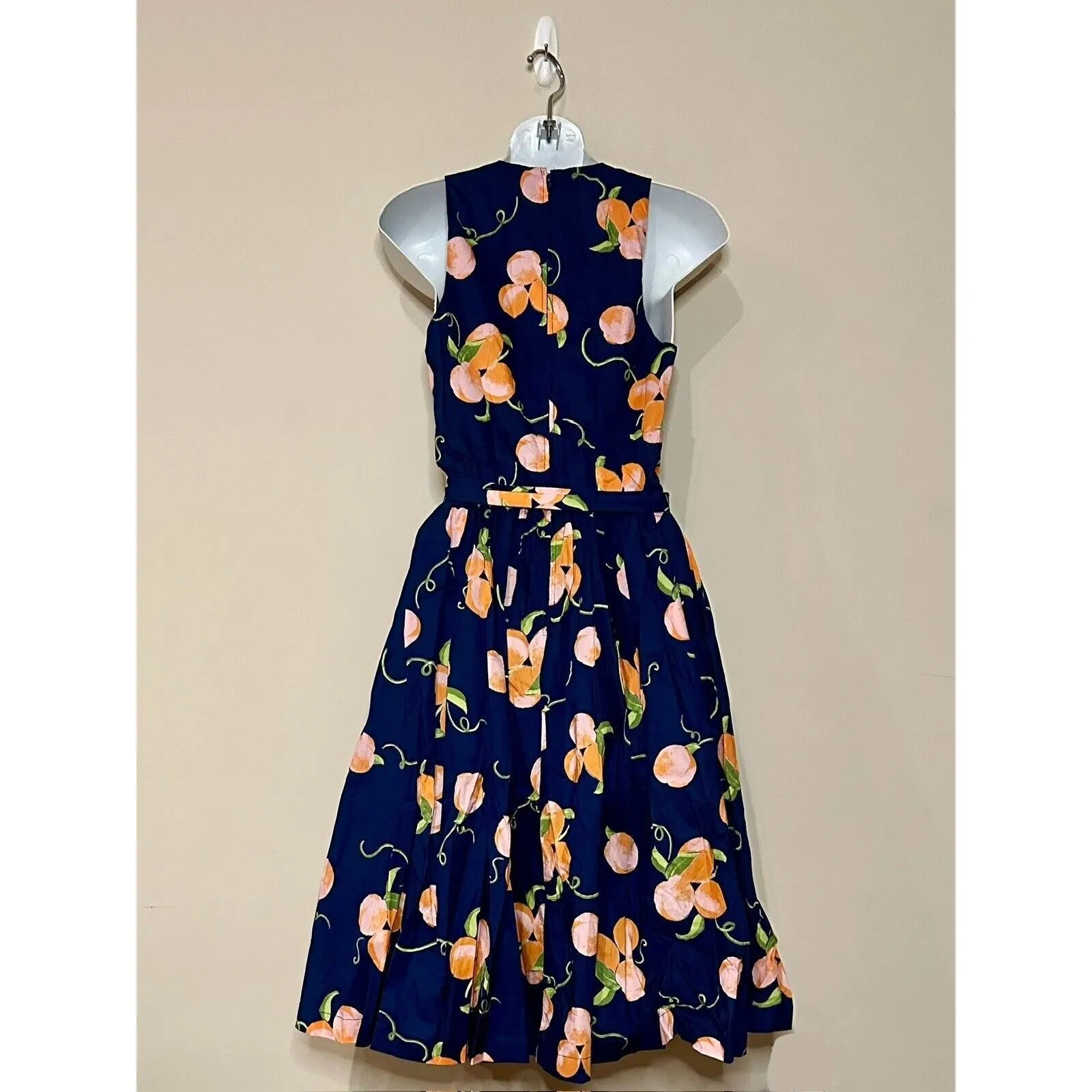Modcloth "Instant Energy" Faux Wrap Midi Dress in "Navy Peaches" Size 0 NWT!!! Blue - Image 3