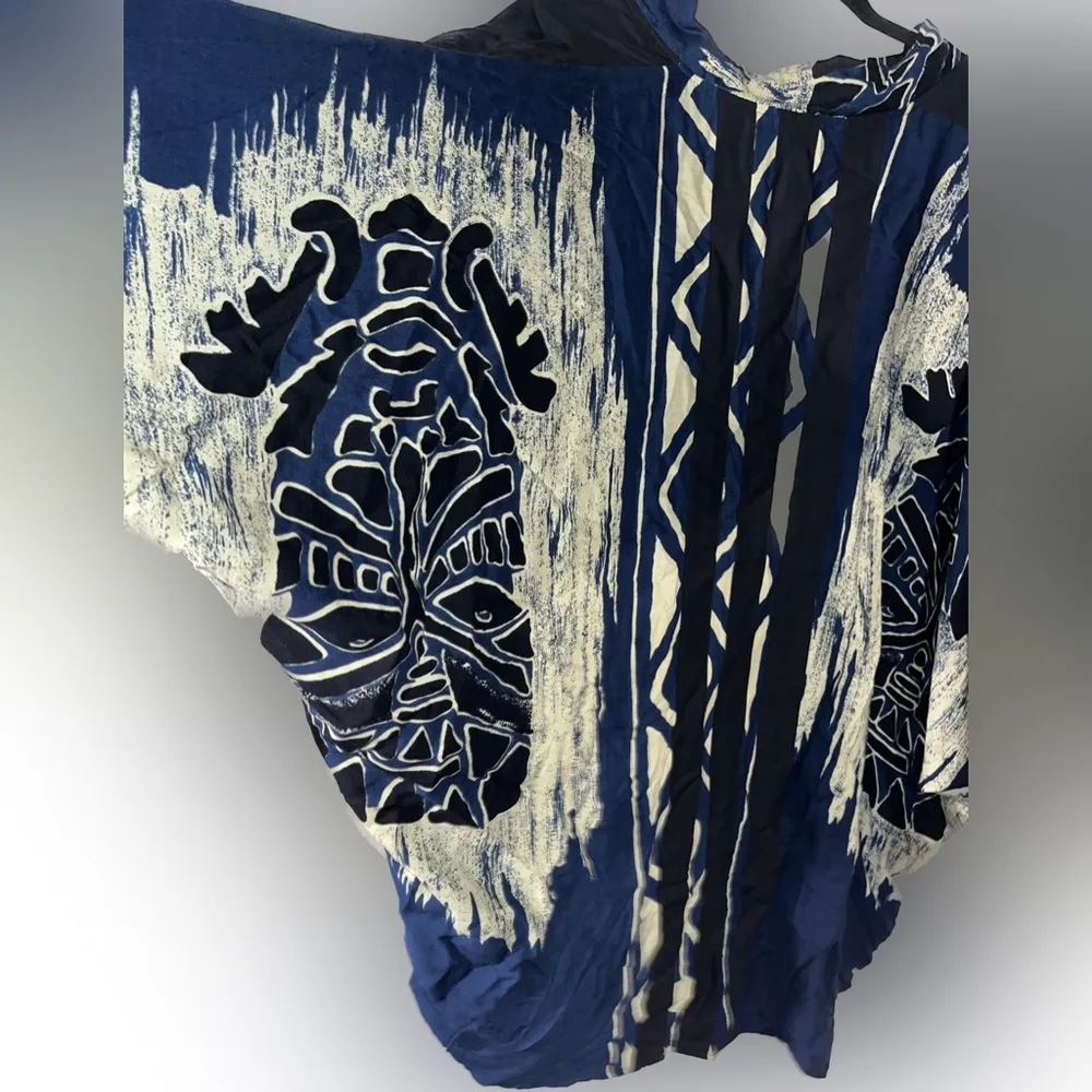 Brand Resort Wear Totem Faced Abstract Boho Cardigan w/ Metal Fastens - Image 5