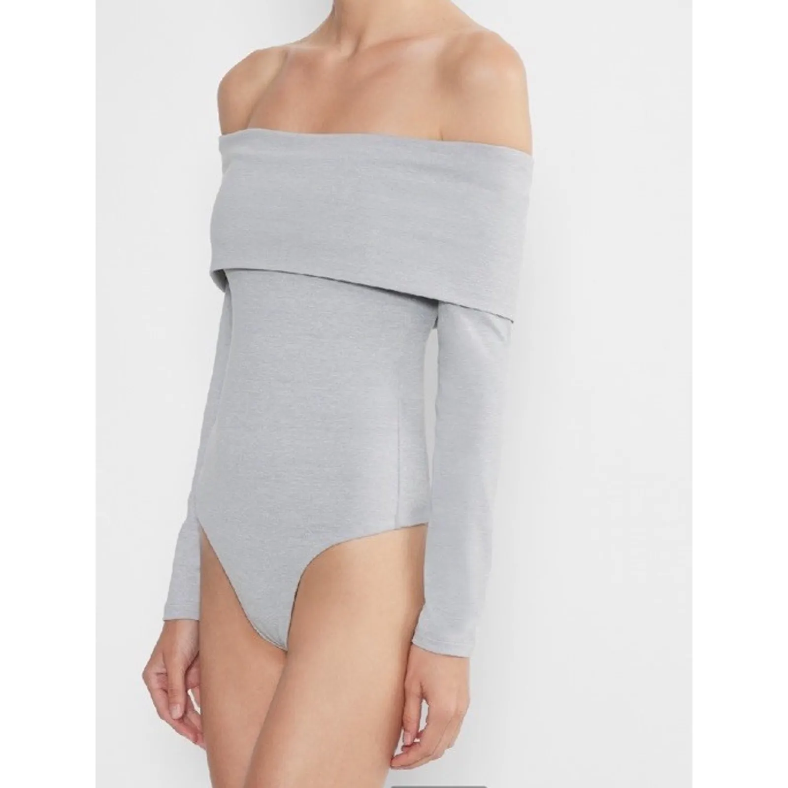 ARITZIA Contour Deco Off Shoulders Gray Bodysuit M - Image 12