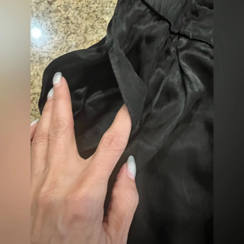 ENZA COSTA Pleated Satin Pants Pockets| Black 3/Large NWOT Sold Out - Image 9