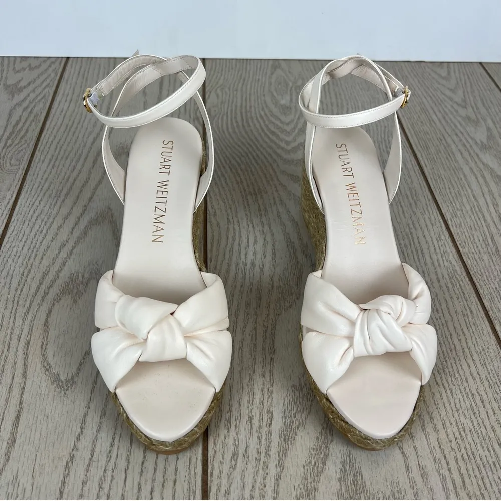 Stuart Weitzman Playa Espadrille Knot Wedge Sandals 41.5/11B Seashell $395 - Image 3