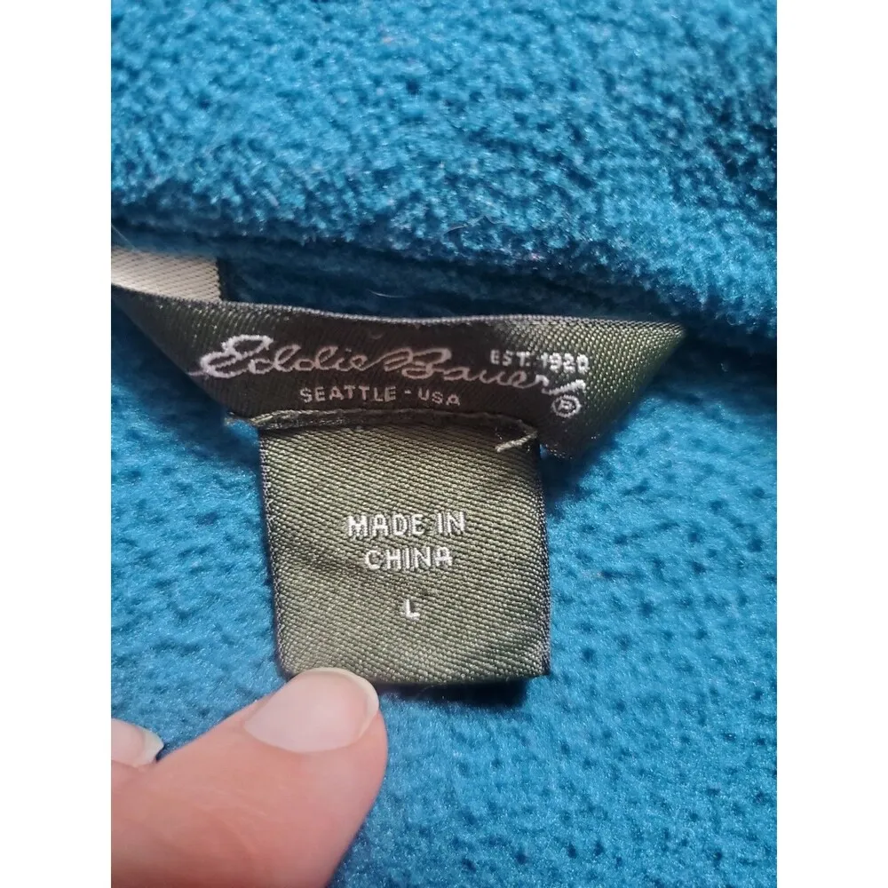 Vintage Eddie Bauer Green Fleece Vest Women Size Large Outdoor Cozy Travel Zip - Image 3