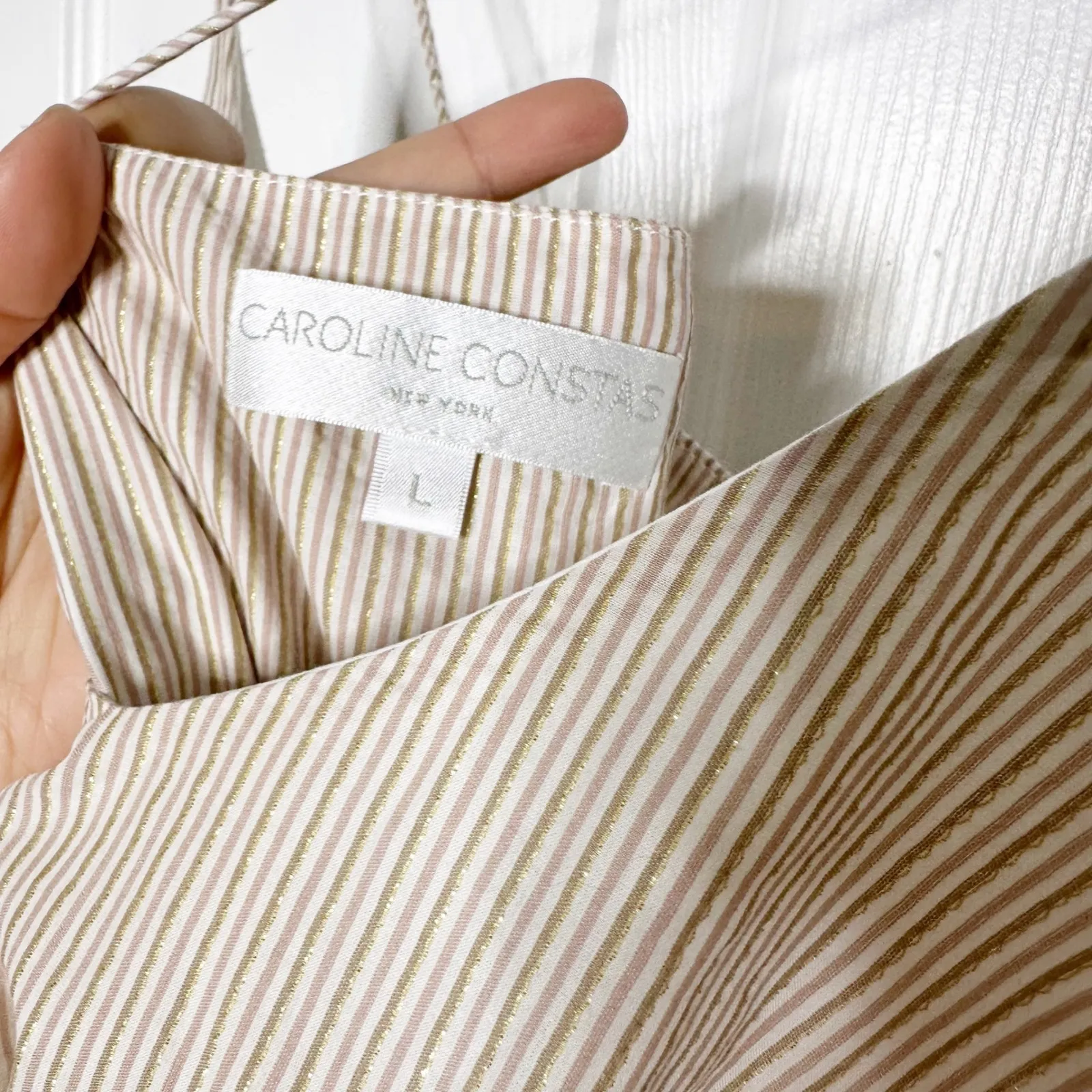 Caroline Constas‎ Blush Stripe Cape Tank Top Size Large Tan - Image 4