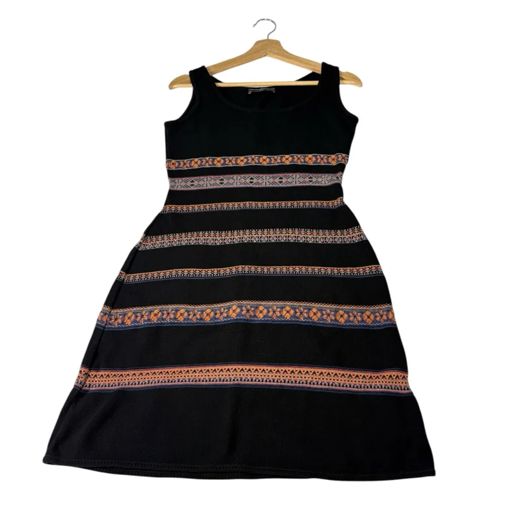 Peruvian Connection Knit Bodycon Dress Womens Medium Black Boho Whimsigoth - Image 4