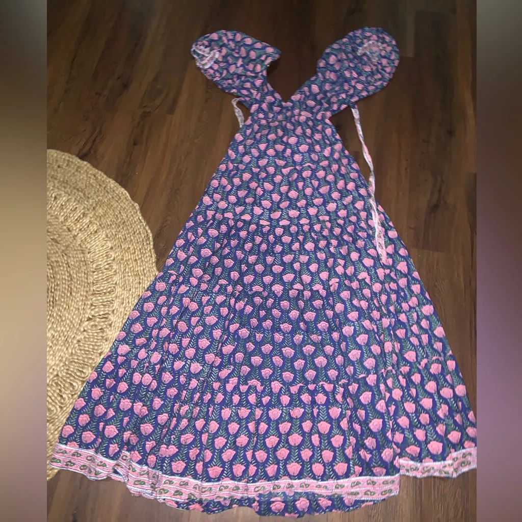 SAYLOR BLOCK PRINT DRESS maxi cutout tie back puff sleeve party fall $389 S - Image 6