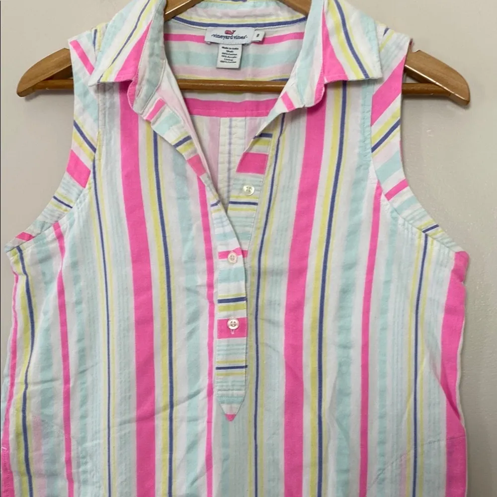 Vineyard Vines Boca Grande Striped Sleeveless Button-Up Shirtdress Size 8 - Image 2