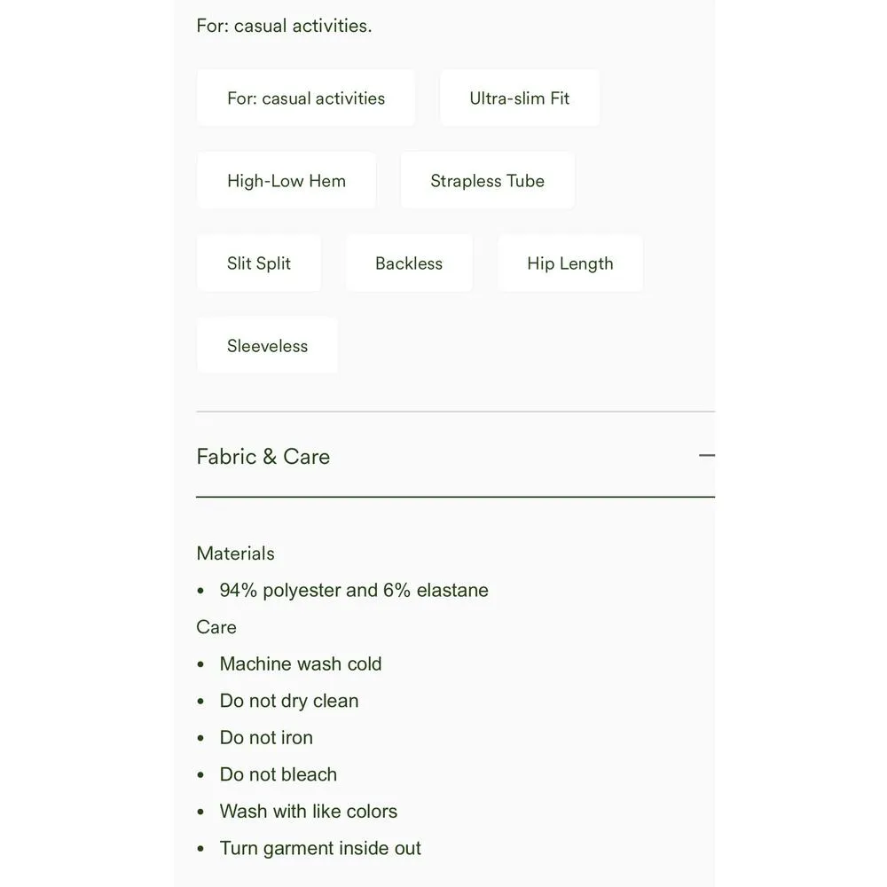 Halara Strapless Tube Top Shirt Side Slit Slim Fit Minimalist White Womens L New - Image 13