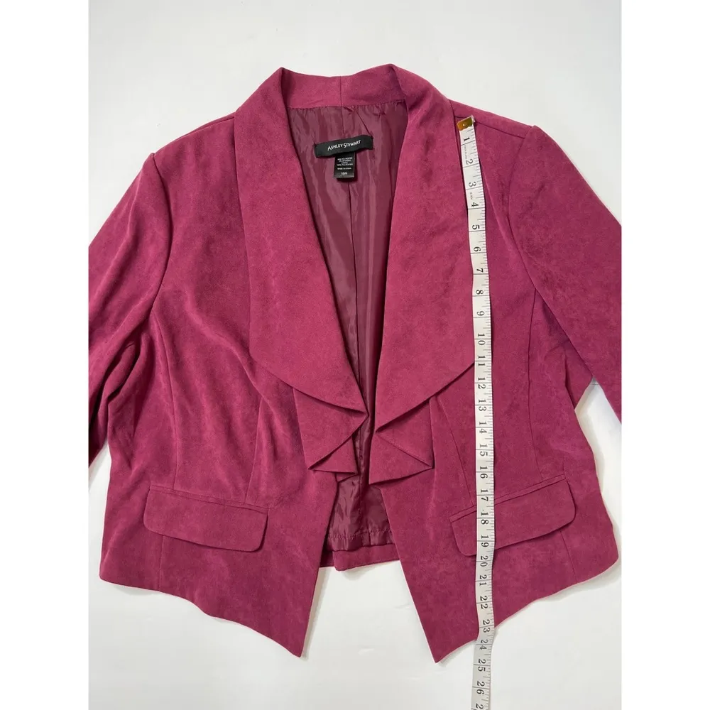 Ashley Stewart Plum Purple Faux Suede Drape Open Front Jacket Sz 16 Wo… - Image 7