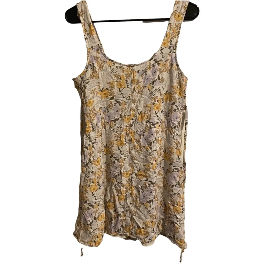 American Eagle Sleeveless Yellow & White Floral Mini Tank Dress Size Small - Image 2