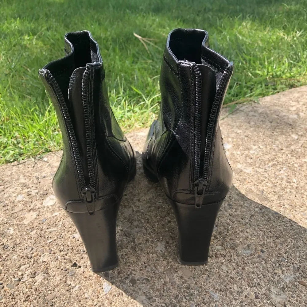 Franco Sarto Ankle Boot Bootie Black Size 10 Zipper Block heel Workwear hipster - Image 4