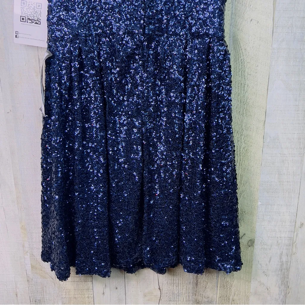 Emerald Sundae XL Blue Sequined Sleeveless Jewel Neck Fit & Flare Mini Dress - Image 6