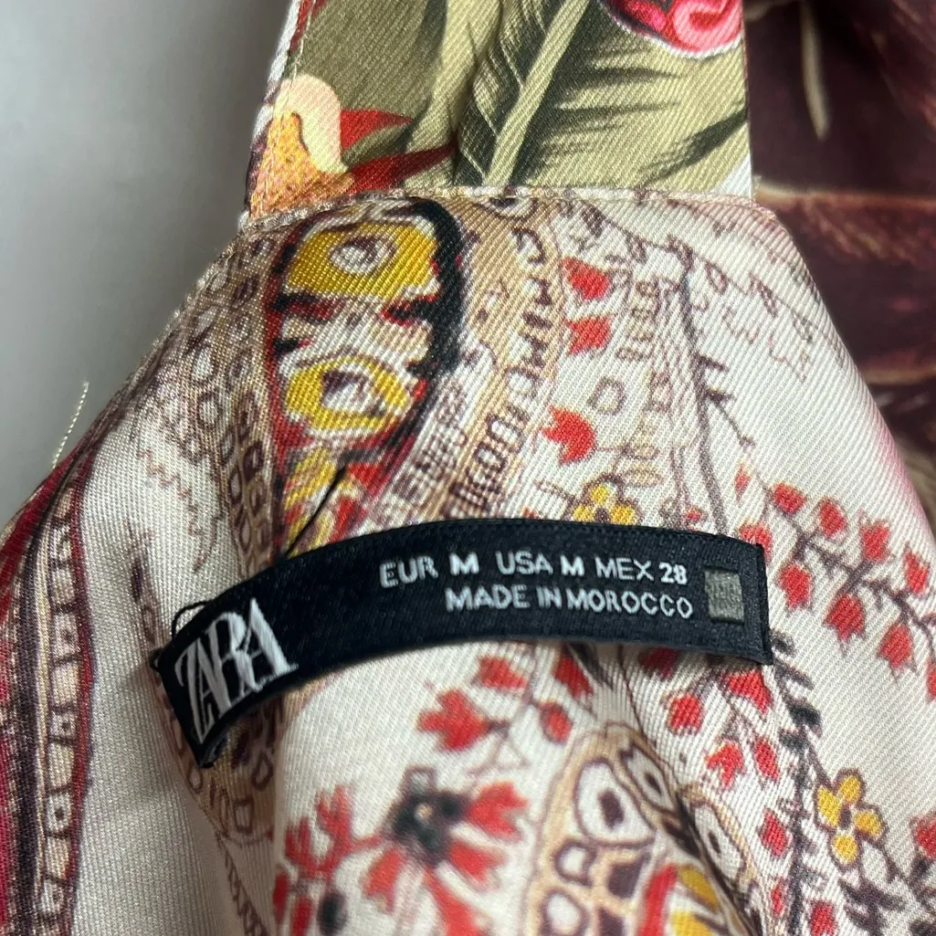 Zara floral wide leg colorful sleeveless jumpsuit size medium women’s - Image 6