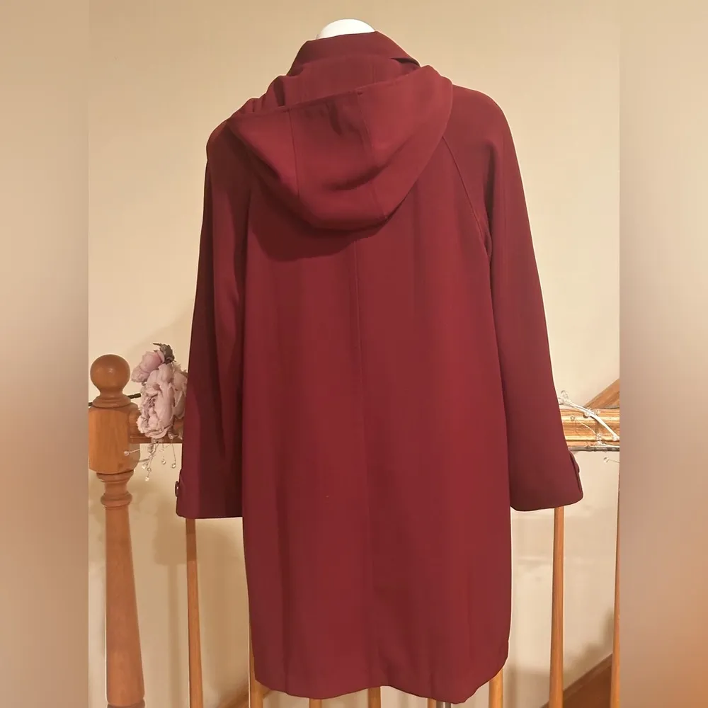 Red Utility Jacket With Removable Hood & Lining Sz M Red Hidden Buttons. - Image 10