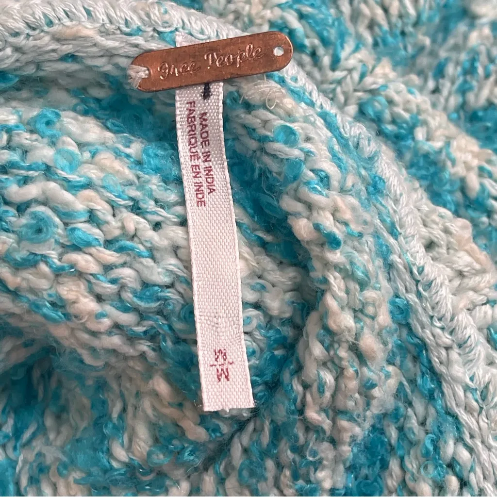 Free People Winter Storm Tunic Knit Dress Boucle Sweater Size Medium Ice Blue - Image 9