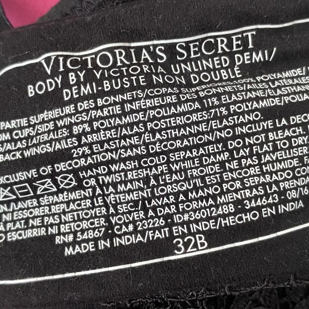 Victoria's Secret Body by Victoria Unlined Lace Demi Underwire Bra 32B Lace Bra - Image 10