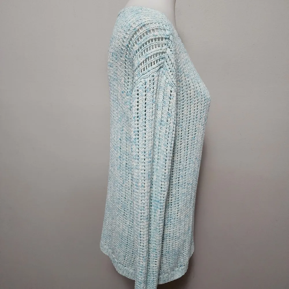 Talbots green open stitch crewneck sweater size xs - Image 4