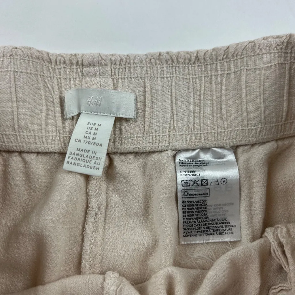H&M Flax Linen Blend Ultra Soft Wide Leg Capri Pant M - Image 4