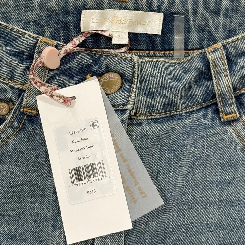Love Shack Fancy Kala Flare Jeans High Rise Bow Detail Montauk Blue Size 25 New - Image 13