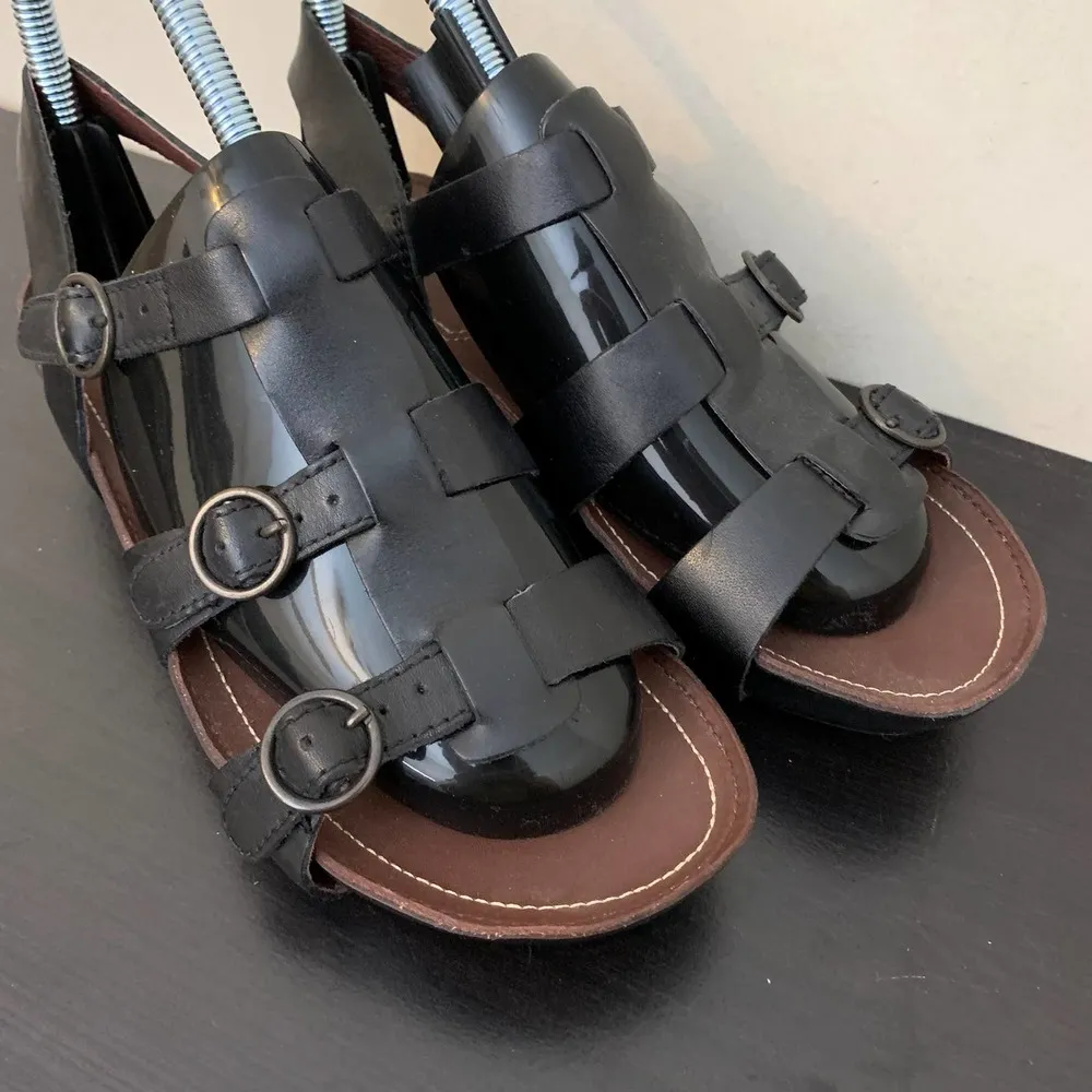 Sanita Black Three Strap Sling Back Sandals Size 6 - Image 2