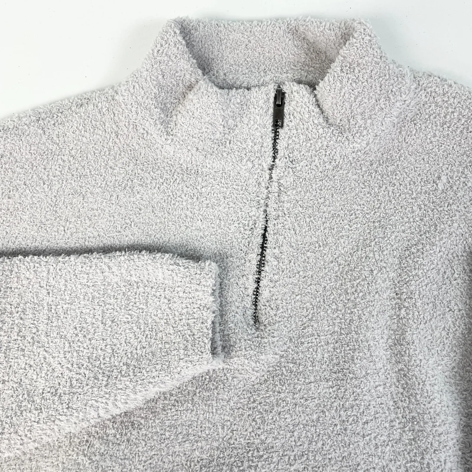 RDI Womens L Cozy Half Zip Pullover‎ Top Sweater Stretchy Light Gray Soft - Image 9