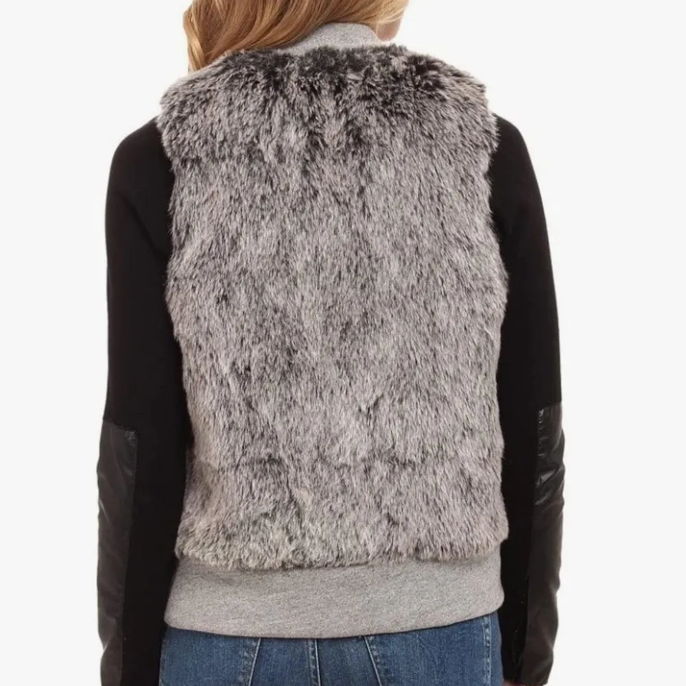 Three Dots  Faux Fur Vest Gray - Image 3