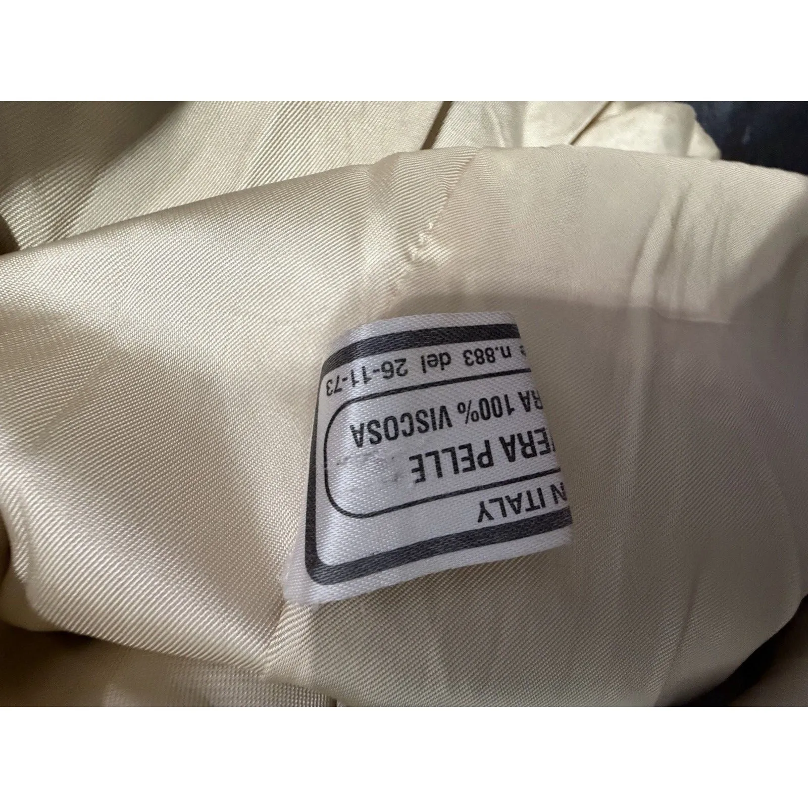 VERA PELLE Genuine Leather Jacket Coat - Original Quality - Made in Italy -Cream - Image 6