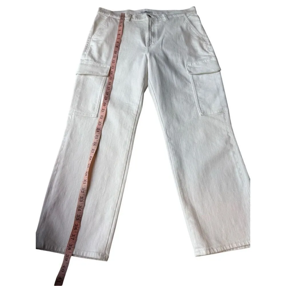 7 For All Mankind Logan High-Rise Cargo straight-leg Jeans In Bright White - Image 10