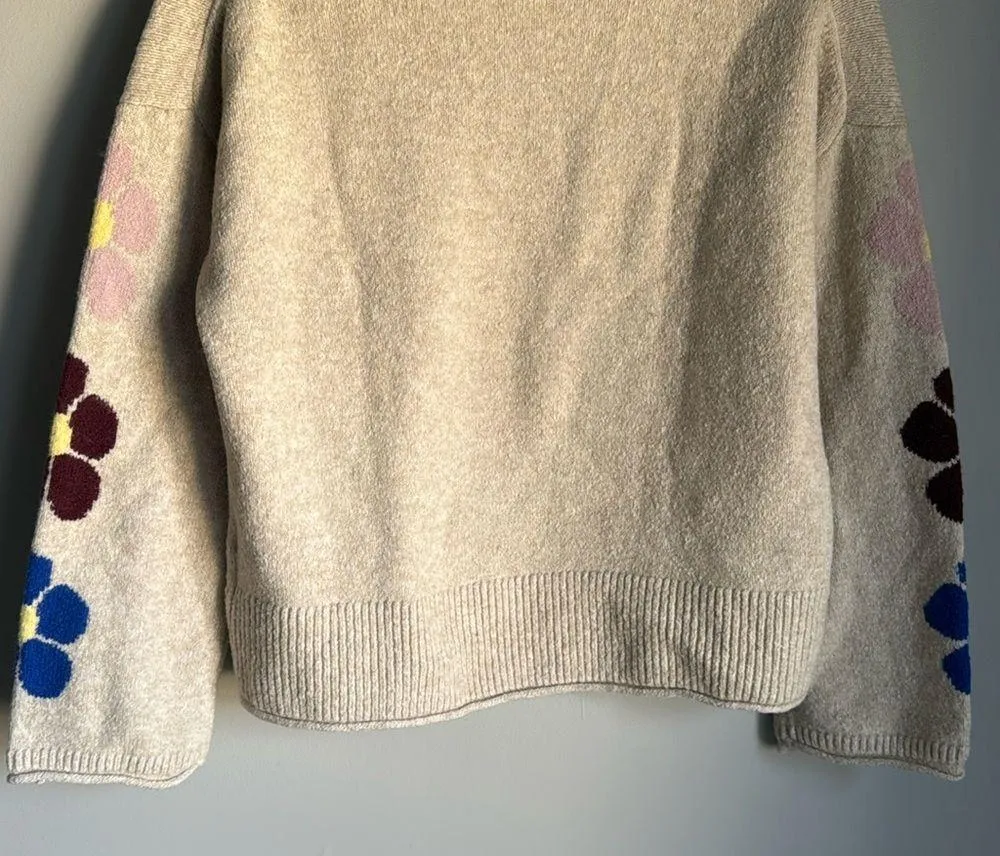 NEW Madewell Belmore Floral-Sleeve Pullover Sweater in Coziest Textured Yarn - Image 7