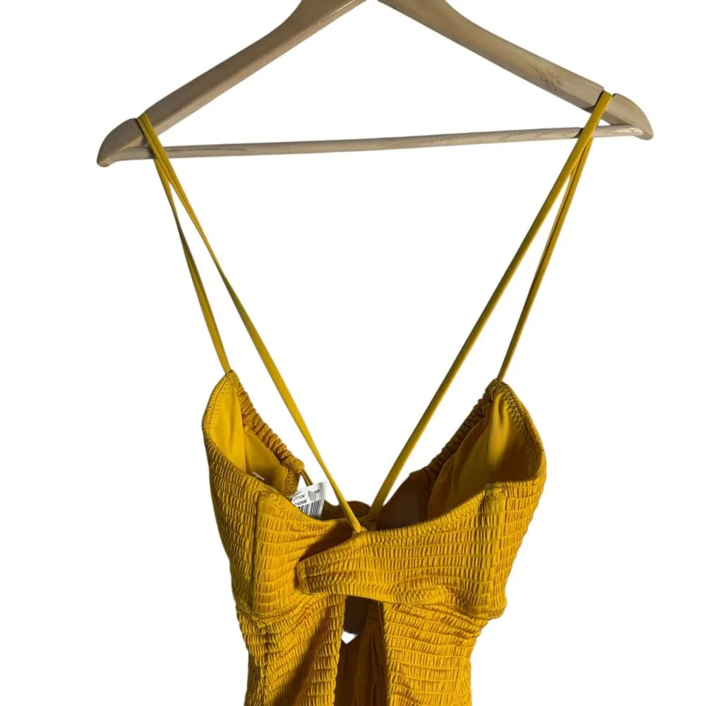 Isabella Rose Maza Textured Multi Way One Piece Mango Swimsuit Size Medium Yellow - Image 8