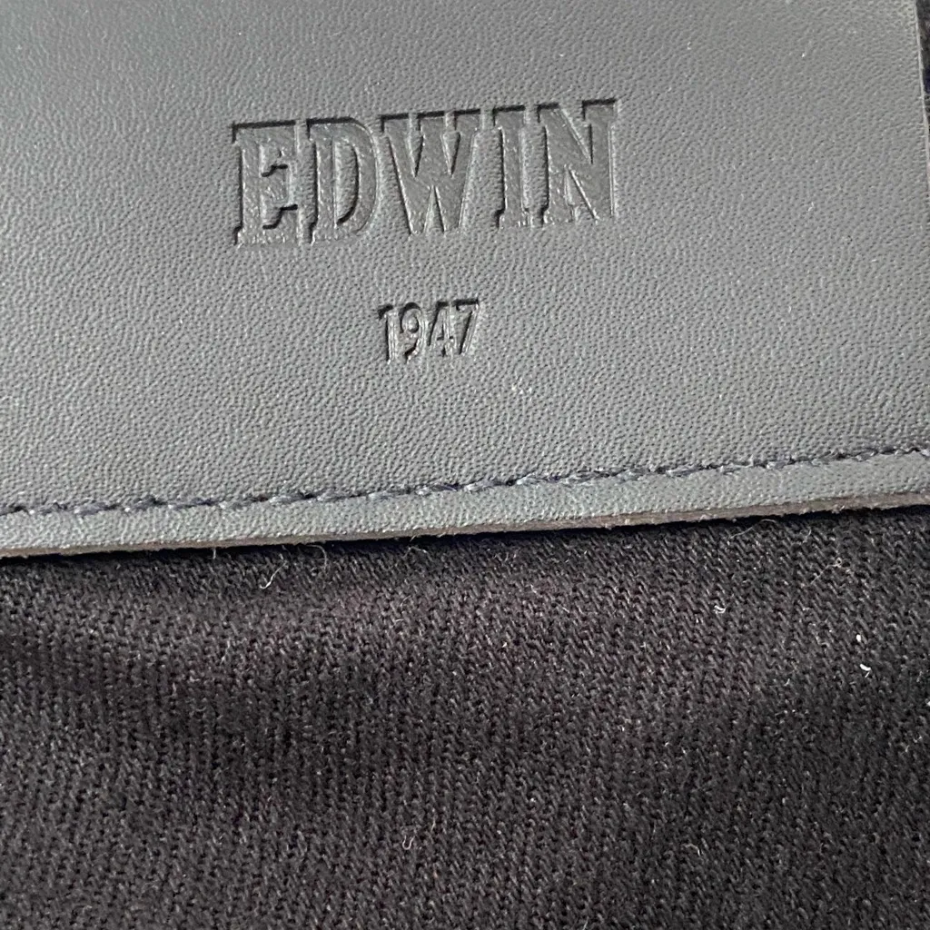 Edwin Lark Pull On Jet Black Boot Cut Side Zipper Jeans Size 34 Minimalist - Image 9