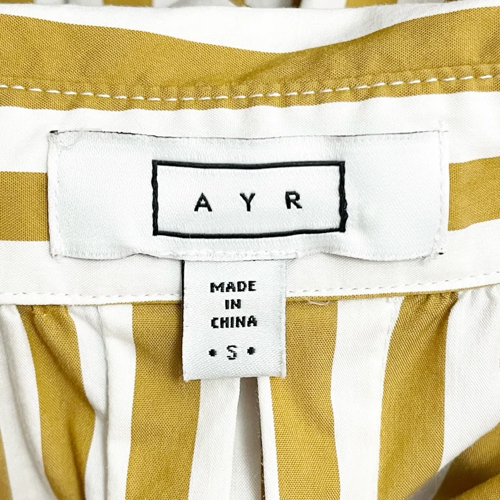 AYR Solstice Striped Shirt Dress Baguette White Puff Sleeve Cotton Size Small - Image 11