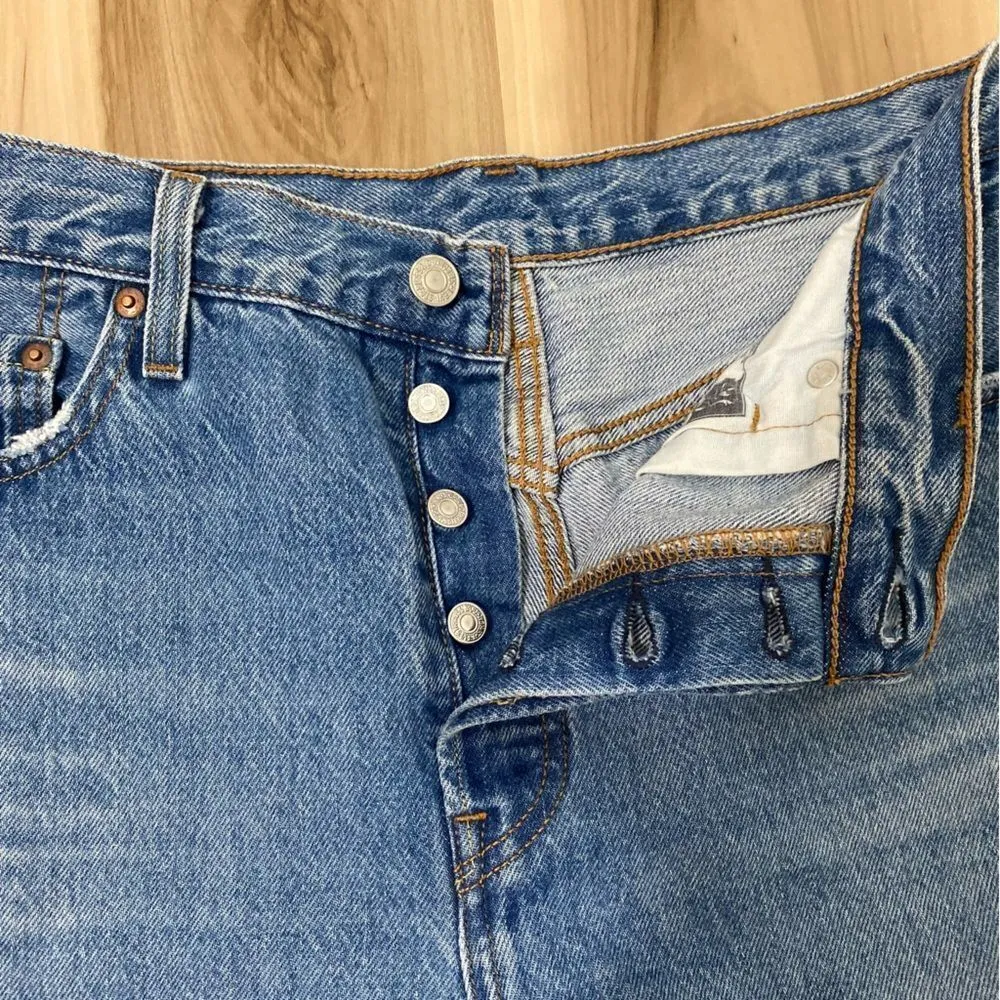 Levi’s 501 Distressed Button Fly Denim Blue Jeans - Image 6