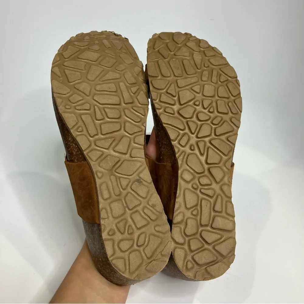 Mila Paoli‎ braided leather wedge sandals size 9.5 Tan - Image 5