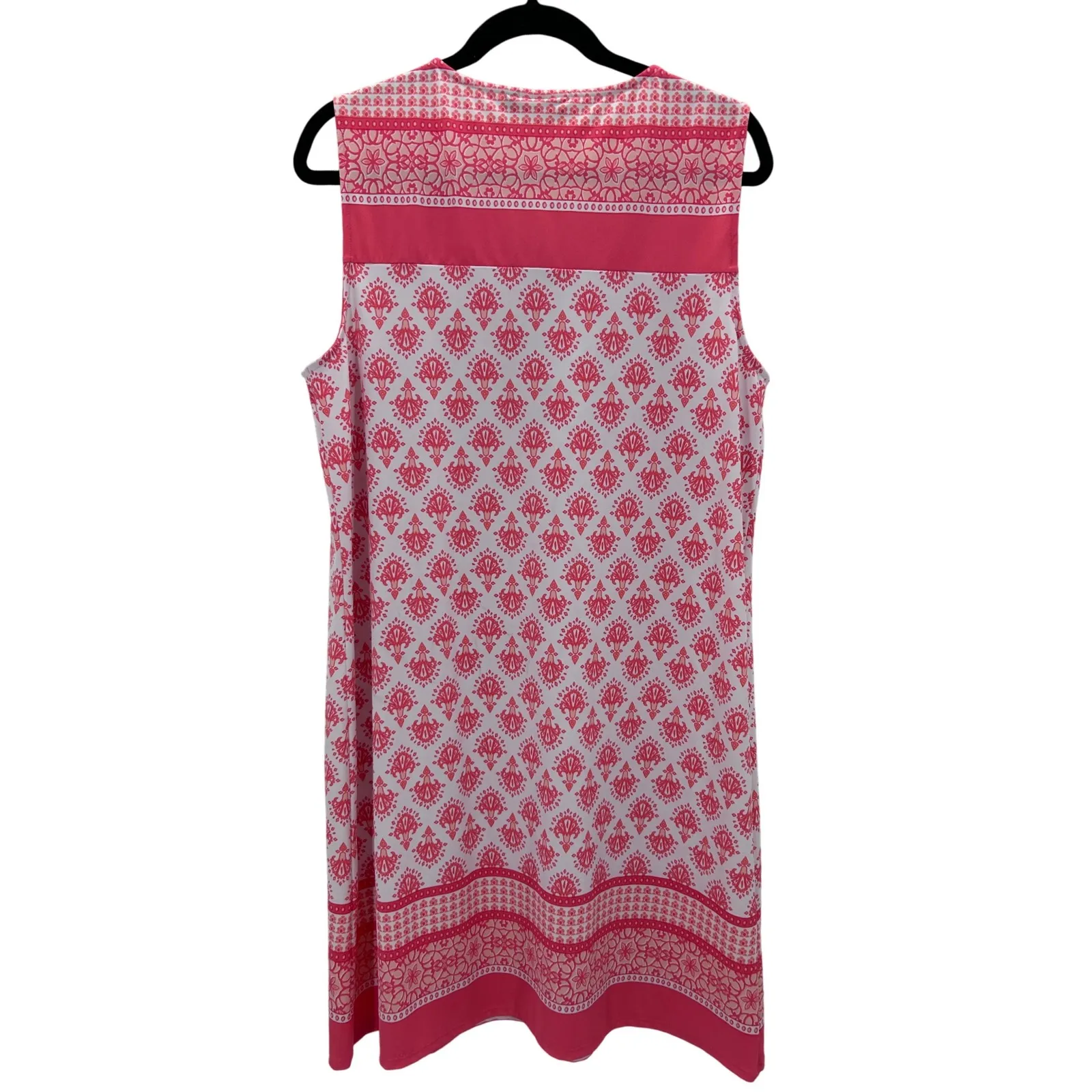 Talbots Cabana Life UPF 50 Geometric‎ Print Sleeveless Tassel Tie Swim Dress XL - Image 3