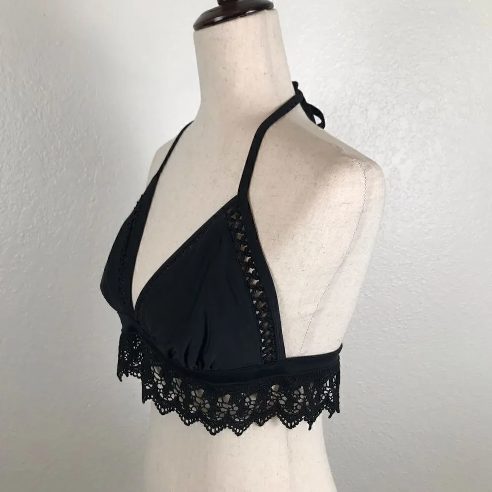 Unbranded black lace cut out bikini top M/L Black Size M - Image 2
