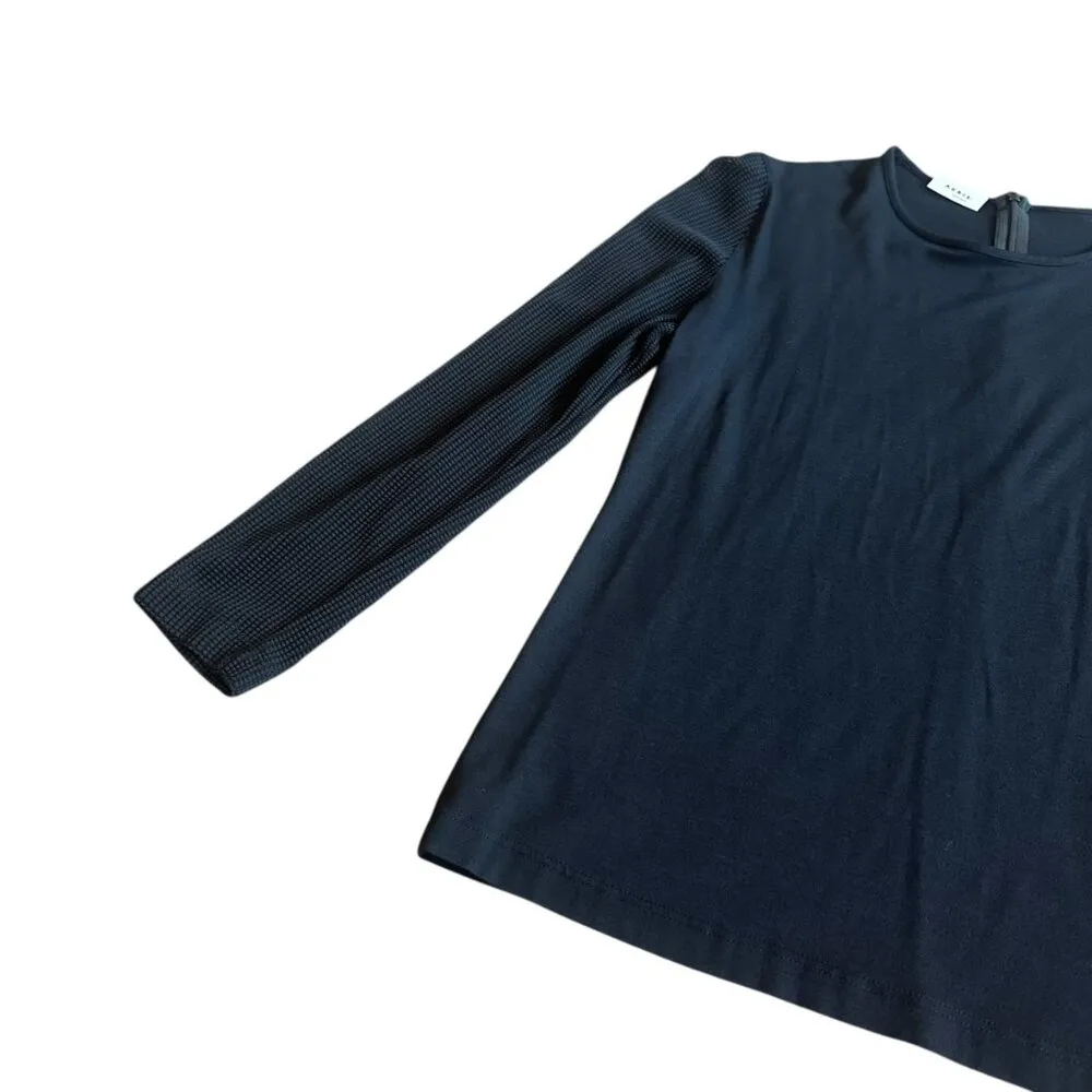 Akris Punto Long Sleeve Shirt Crew Neck Mesh Sleeves Pullover Size 8 Women's - Image 5