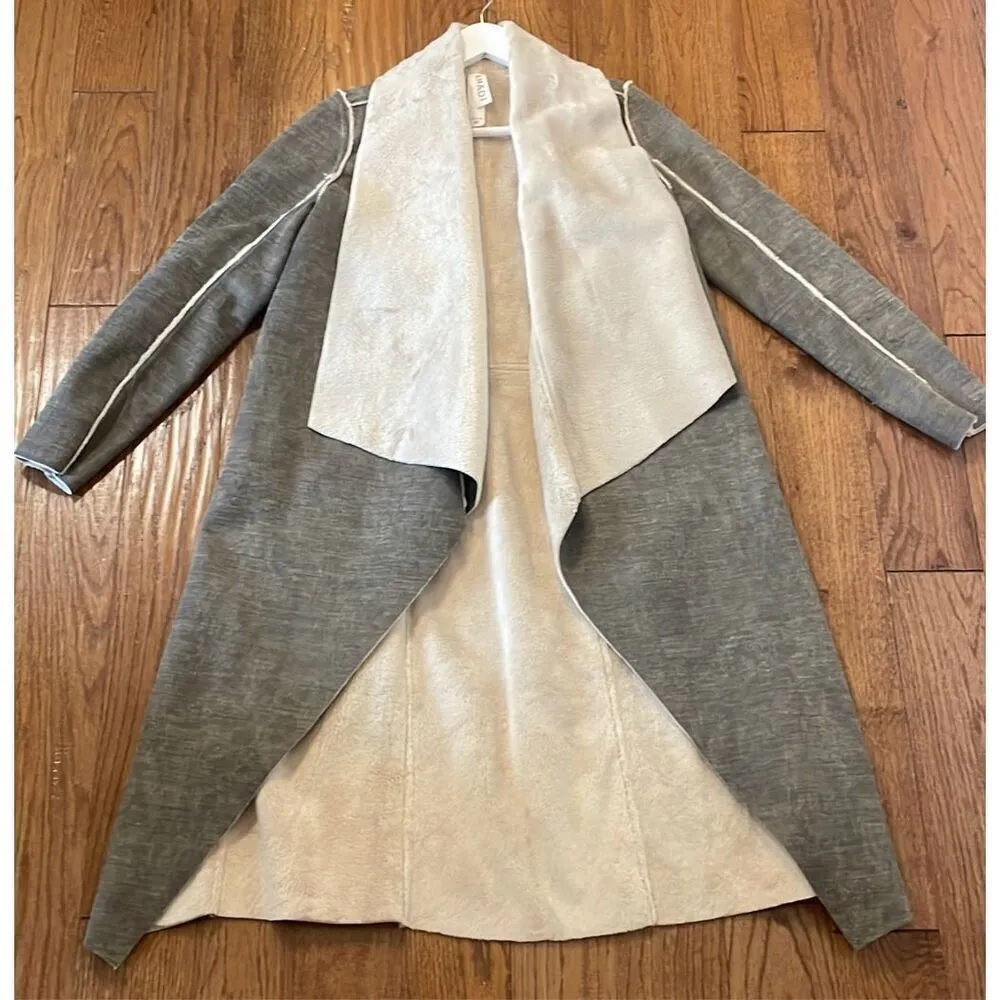 Anthropologie Amadi Camilla Sueded Sherpa draped jacket xs - Image 11